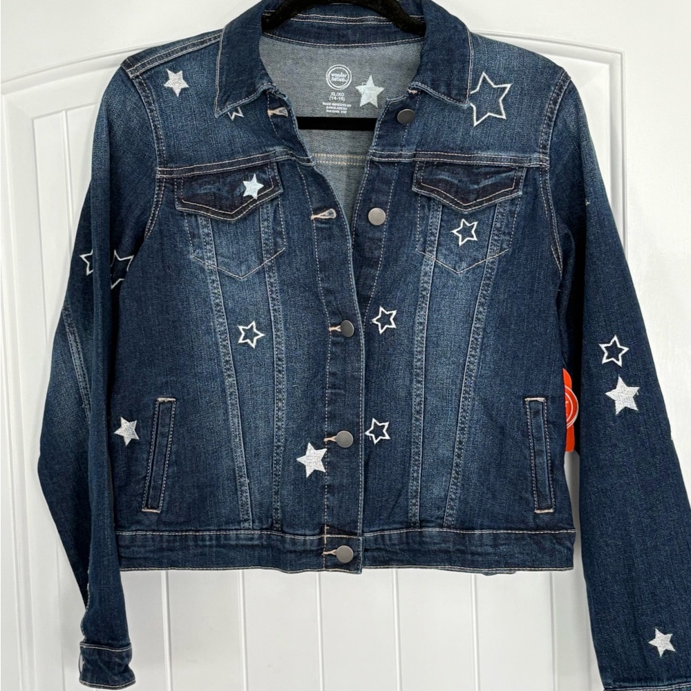 Wonder Nation Black and White Star Denim Jacket